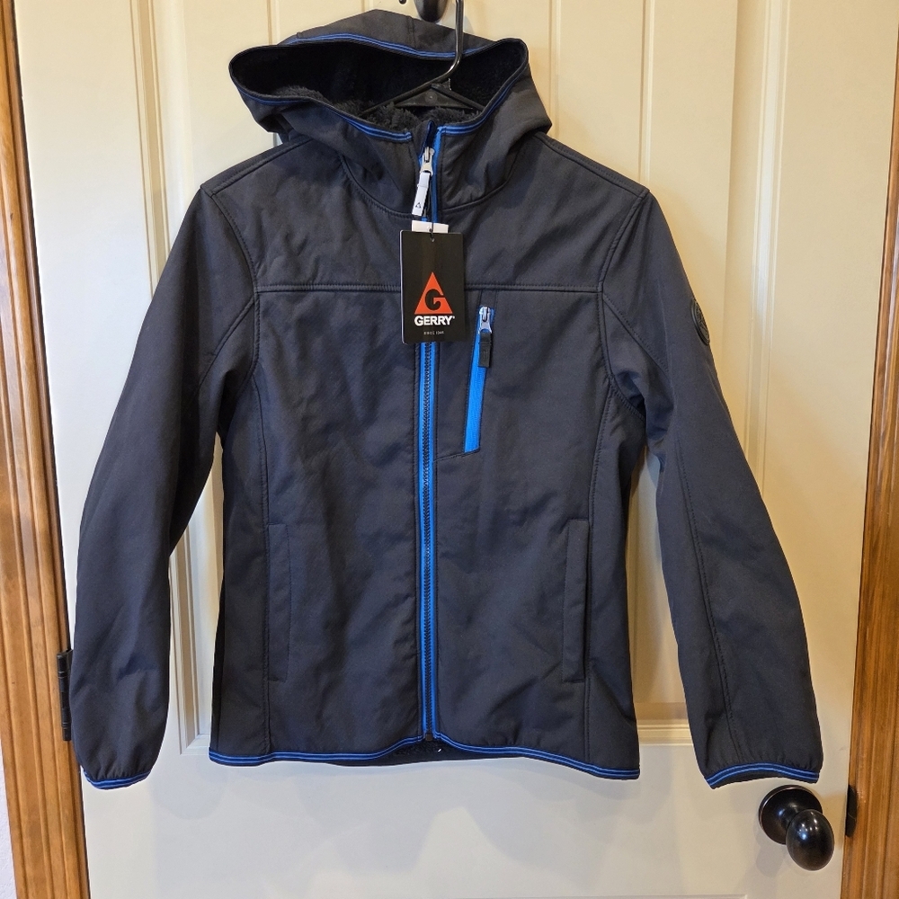 Gerry Boys Falcon Softshell Jacket - Black with Blue Trim - Size M (10/12) - Picture 1 of 9